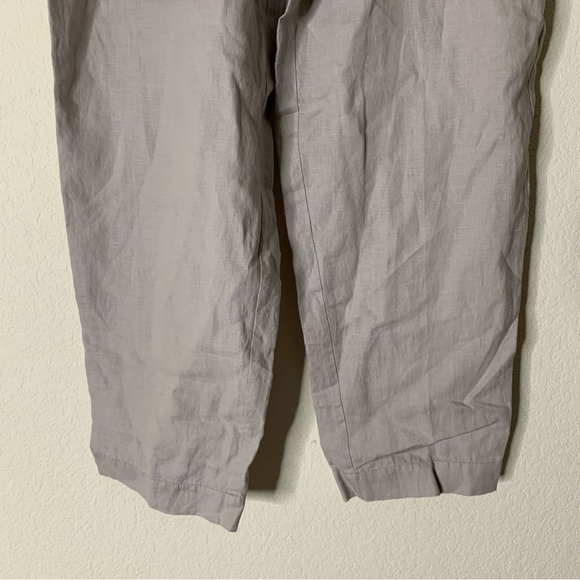 Eileen fisher Womens gray 100% linen crop pull on pants L - Picture 2 of 7